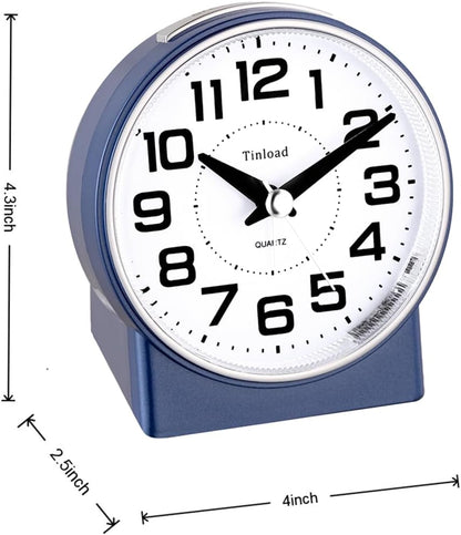4.3" No Ticking Analog Alarm Clock,Silent Readable for Seniors,Easy to Set,Gradual Rise Alarm,Big Numbers,On/Off Switch on Side,Gentle Wake,Snooze,Lighted on Demand,Battery Operated,Black