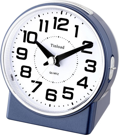 4.3" No Ticking Analog Alarm Clock,Silent Readable for Seniors,Easy to Set,Gradual Rise Alarm,Big Numbers,On/Off Switch on Side,Gentle Wake,Snooze,Lighted on Demand,Battery Operated,Black