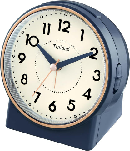 4.3" No Ticking Analog Alarm Clock,Silent Readable for Seniors,Easy to Set,Gradual Rise Alarm,Big Numbers,On/Off Switch on Side,Gentle Wake,Snooze,Lighted on Demand,Battery Operated,Black
