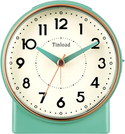 4.3" No Ticking Analog Alarm Clock,Silent Readable for Seniors,Easy to Set,Gradual Rise Alarm,Big Numbers,On/Off Switch on Side,Gentle Wake,Snooze,Lighted on Demand,Battery Operated,Black