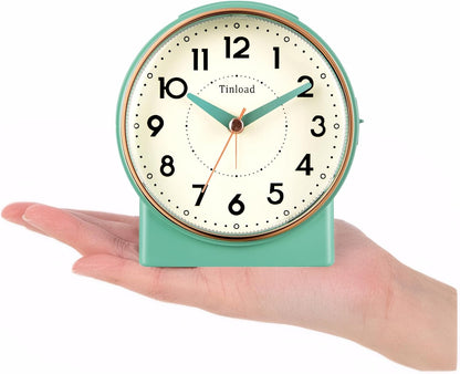 4.3" No Ticking Analog Alarm Clock,Silent Readable for Seniors,Easy to Set,Gradual Rise Alarm,Big Numbers,On/Off Switch on Side,Gentle Wake,Snooze,Lighted on Demand,Battery Operated,Black