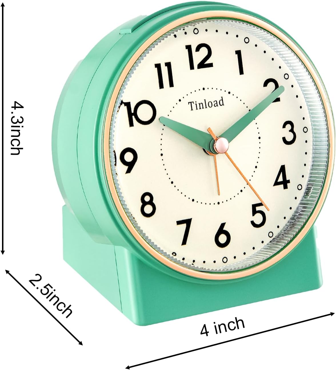 4.3" No Ticking Analog Alarm Clock,Silent Readable for Seniors,Easy to Set,Gradual Rise Alarm,Big Numbers,On/Off Switch on Side,Gentle Wake,Snooze,Lighted on Demand,Battery Operated,Black