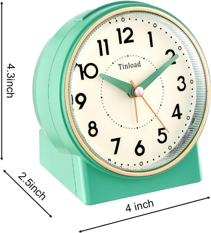 4.3" No Ticking Analog Alarm Clock,Silent Readable for Seniors,Easy to Set,Gradual Rise Alarm,Big Numbers,On/Off Switch on Side,Gentle Wake,Snooze,Lighted on Demand,Battery Operated,Black