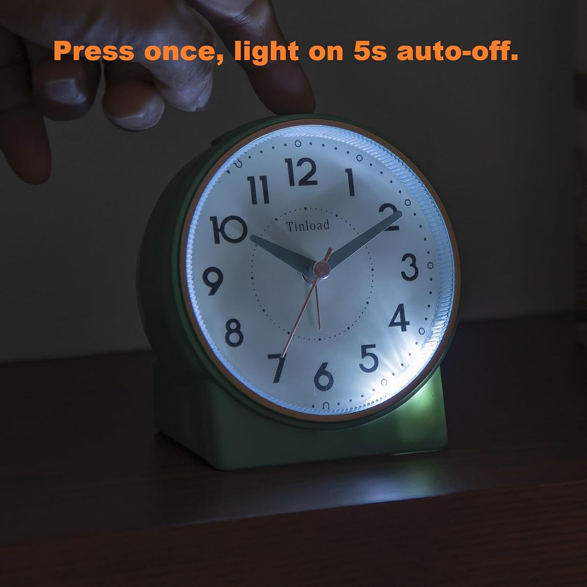 4.3" No Ticking Analog Alarm Clock,Silent Readable for Seniors,Easy to Set,Gradual Rise Alarm,Big Numbers,On/Off Switch on Side,Gentle Wake,Snooze,Lighted on Demand,Battery Operated,Black