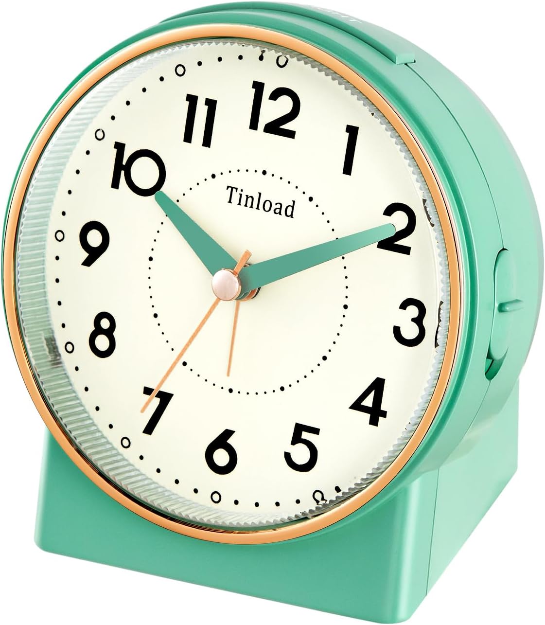 4.3" No Ticking Analog Alarm Clock,Silent Readable for Seniors,Easy to Set,Gradual Rise Alarm,Big Numbers,On/Off Switch on Side,Gentle Wake,Snooze,Lighted on Demand,Battery Operated,Black
