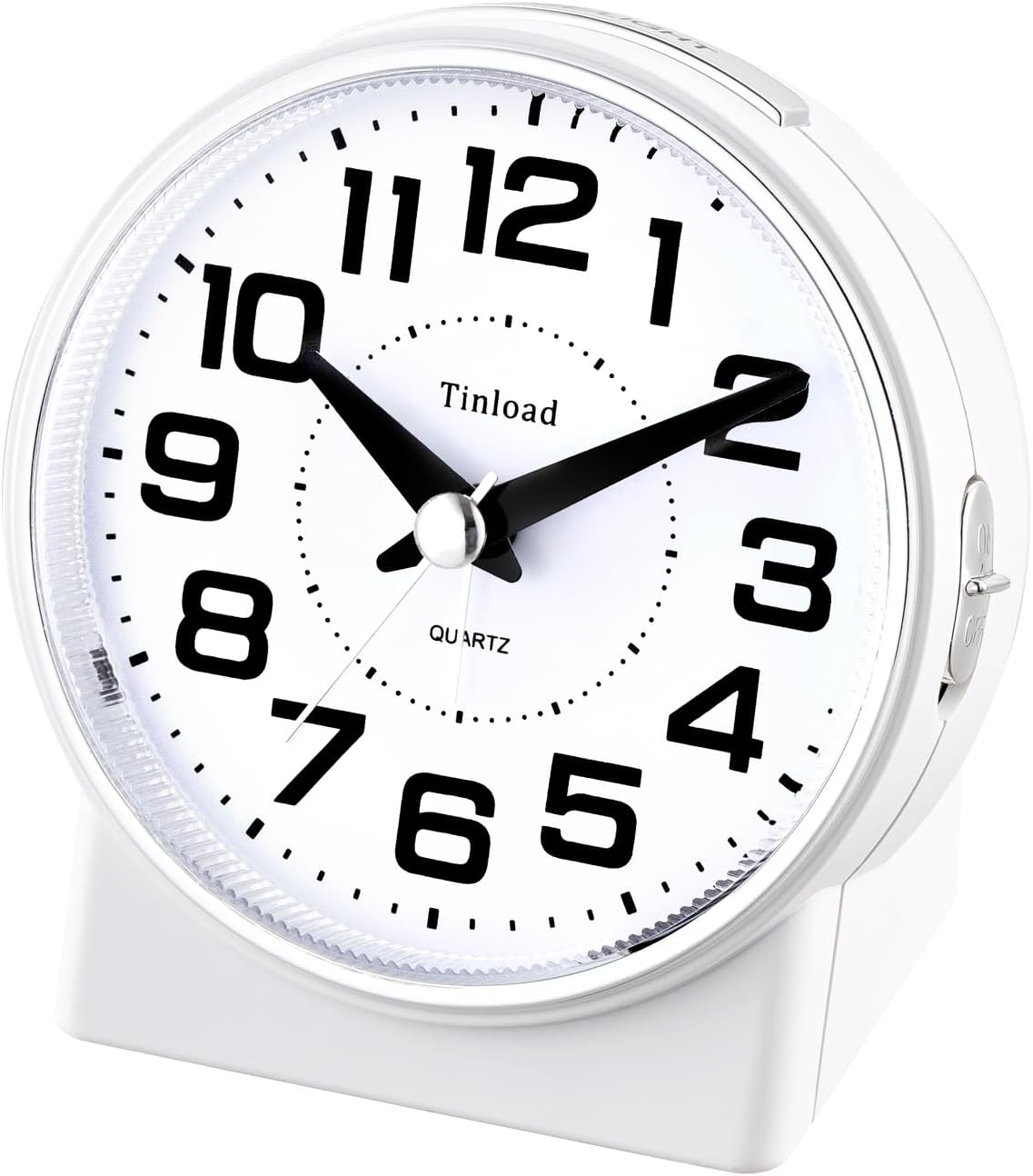 4.3" No Ticking Analog Alarm Clock,Silent Readable for Seniors,Easy to Set,Gradual Rise Alarm,Big Numbers,On/Off Switch on Side,Gentle Wake,Snooze,Lighted on Demand,Battery Operated,Black