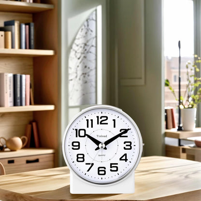 4.3" No Ticking Analog Alarm Clock,Silent Readable for Seniors,Easy to Set,Gradual Rise Alarm,Big Numbers,On/Off Switch on Side,Gentle Wake,Snooze,Lighted on Demand,Battery Operated,Black