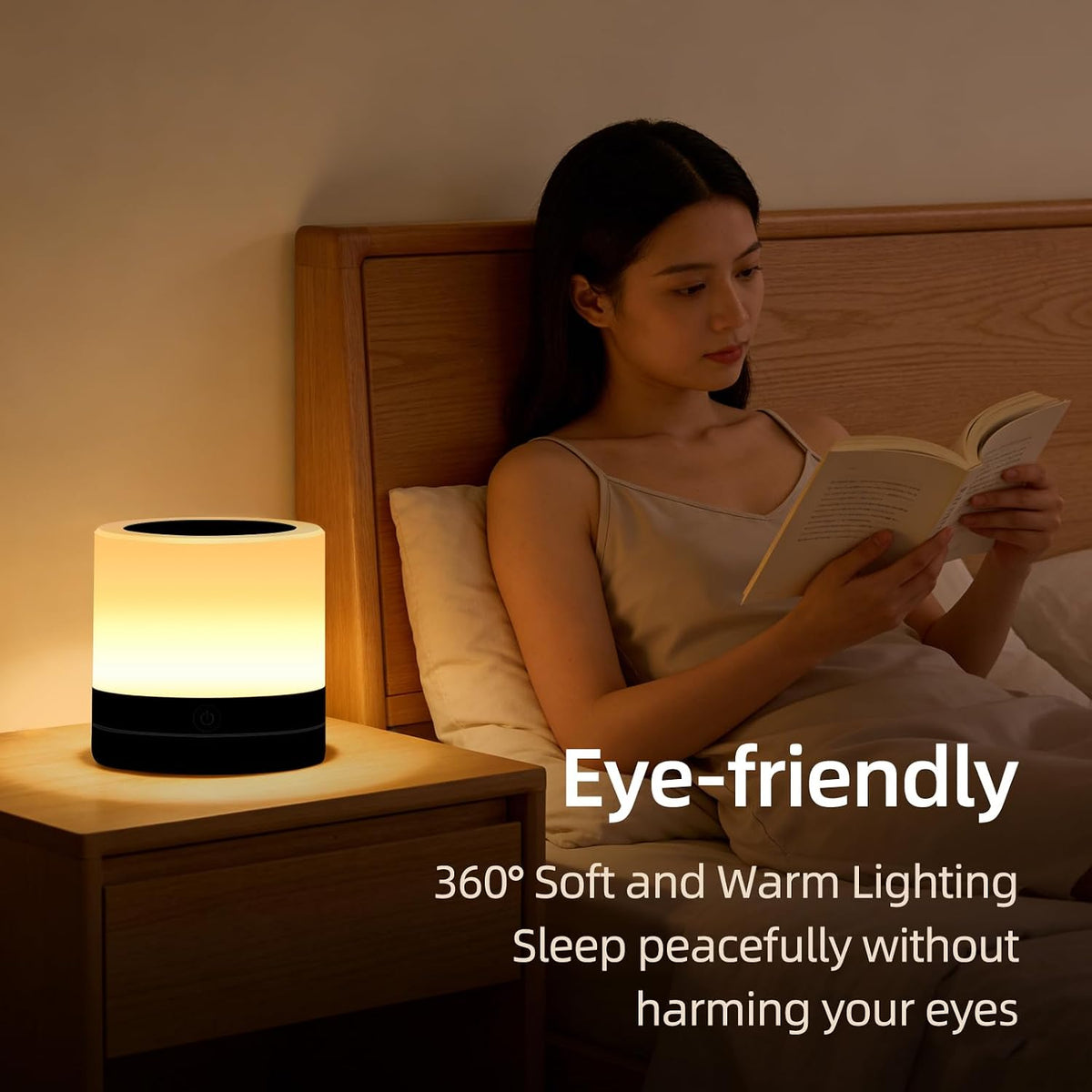 Portable Night Light for Kids, USB Rechargeable Small Desk Lamp,13 RGB Colors & 4 Brightness & 1 Remote, Touch Bedside Table Lamp for Nursery Bedroom Living Room Home (Wood Grain)