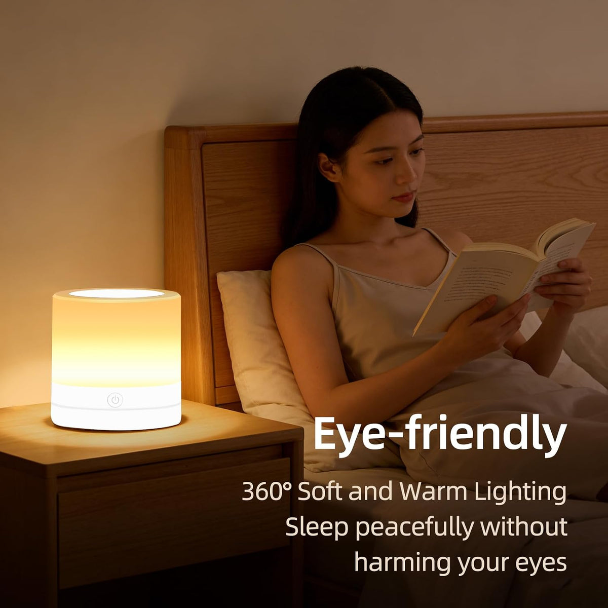Portable Night Light for Kids, USB Rechargeable Small Desk Lamp,13 RGB Colors & 4 Brightness & 1 Remote, Touch Bedside Table Lamp for Nursery Bedroom Living Room Home (Wood Grain)