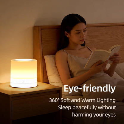 Portable Night Light for Kids, USB Rechargeable Small Desk Lamp,13 RGB Colors & 4 Brightness & 1 Remote, Touch Bedside Table Lamp for Nursery Bedroom Living Room Home (Wood Grain)