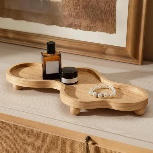 Wood Cloud Perfume Decorative Tray Bedside Jewelry Tray,Wood Color