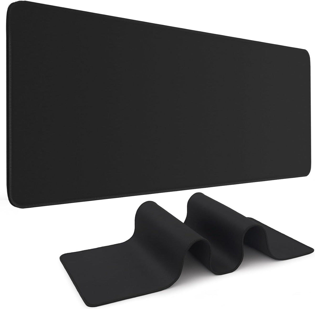 Gaming Mouse Pad, Black with White Topographic Line, 31.5x11.8in