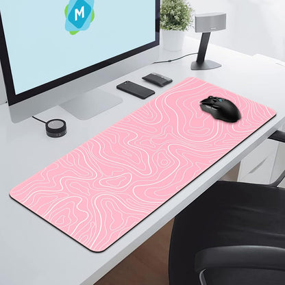 Gaming Mouse Pad, Black with White Topographic Line, 31.5x11.8in