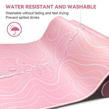 Gaming Mouse Pad, Black with White Topographic Line, 31.5x11.8in