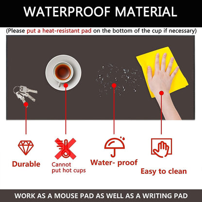 35.4"x 18.9" Soft PU Leather Surface Office Desk Mouse Mat Anti-Push Pad with Full Grip Fixation Lip Table Blotter Edge-Locked Protector