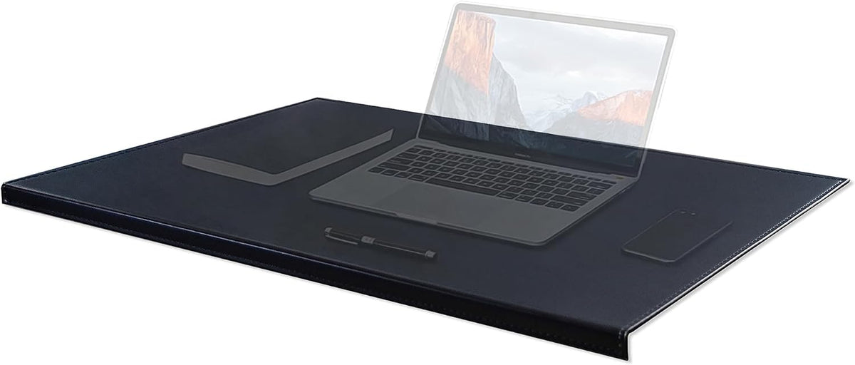 35.4"x 18.9" Soft PU Leather Surface Office Desk Mouse Mat Anti-Push Pad with Full Grip Fixation Lip Table Blotter Edge-Locked Protector