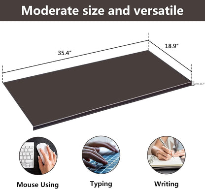 35.4"x 18.9" Soft PU Leather Surface Office Desk Mouse Mat Anti-Push Pad with Full Grip Fixation Lip Table Blotter Edge-Locked Protector