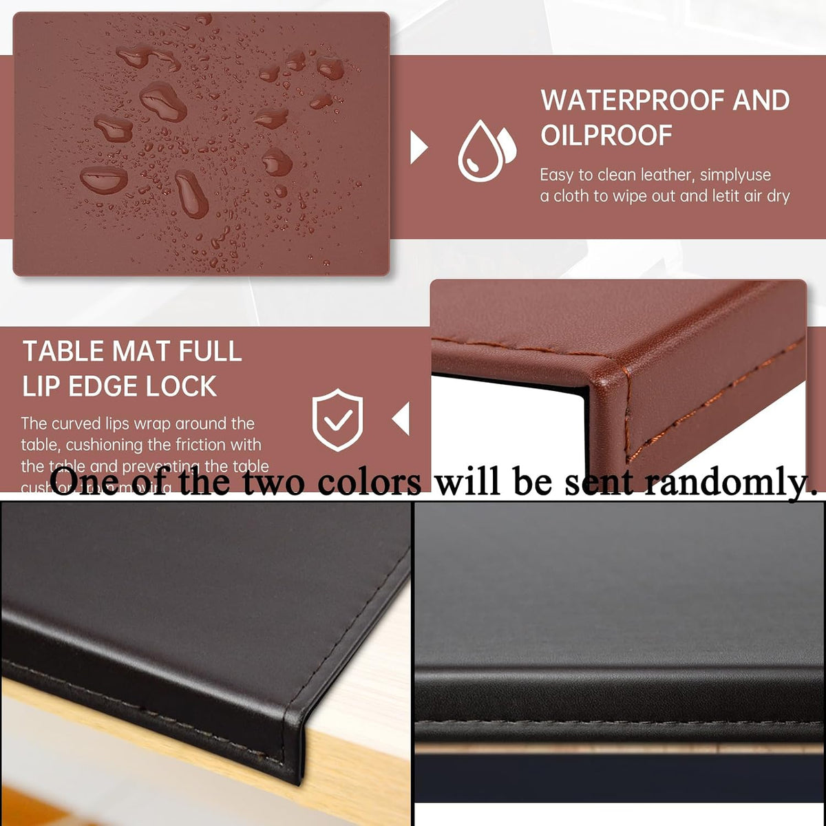 35.4"x 18.9" Soft PU Leather Surface Office Desk Mouse Mat Anti-Push Pad with Full Grip Fixation Lip Table Blotter Edge-Locked Protector