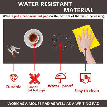35.4"x 18.9" Soft PU Leather Surface Office Desk Mouse Mat Anti-Push Pad with Full Grip Fixation Lip Table Blotter Edge-Locked Protector