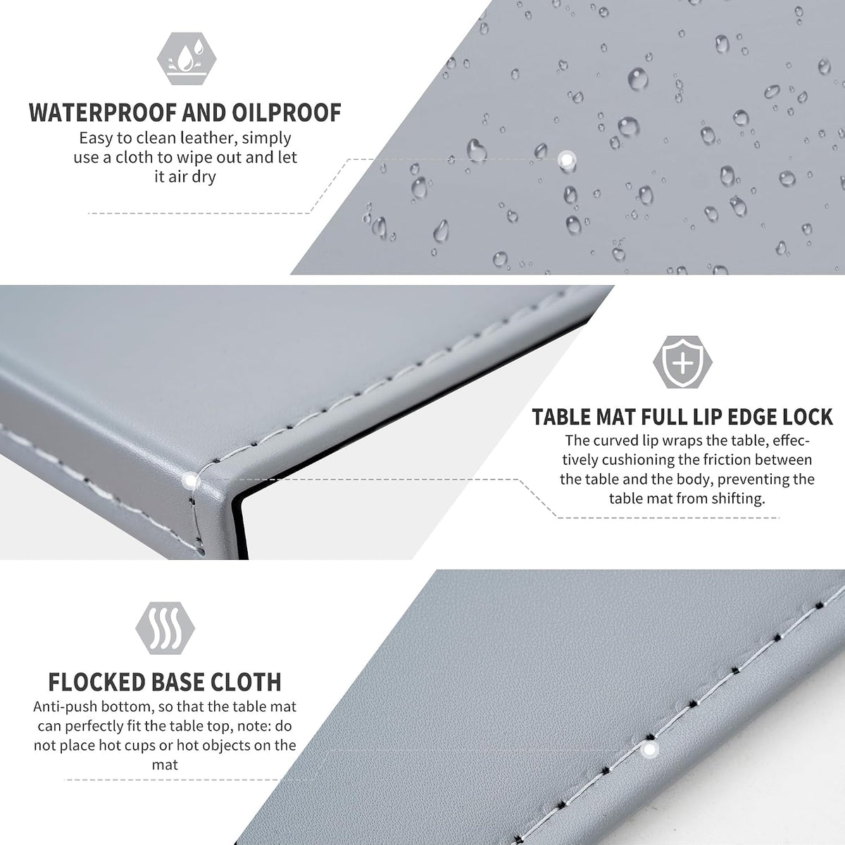 35.4"x 18.9" Soft PU Leather Surface Office Desk Mouse Mat Anti-Push Pad with Full Grip Fixation Lip Table Blotter Edge-Locked Protector