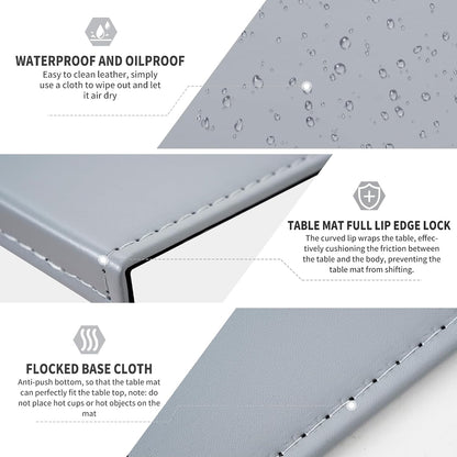 35.4"x 18.9" Soft PU Leather Surface Office Desk Mouse Mat Anti-Push Pad with Full Grip Fixation Lip Table Blotter Edge-Locked Protector
