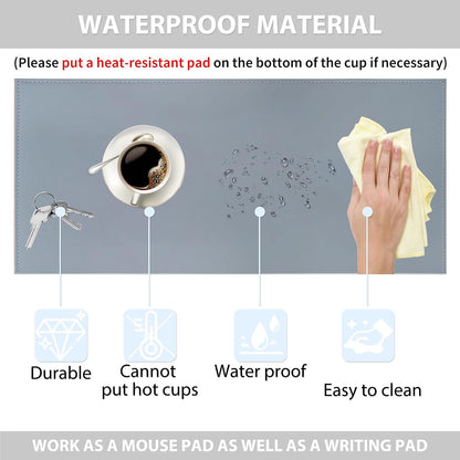 35.4"x 18.9" Soft PU Leather Surface Office Desk Mouse Mat Anti-Push Pad with Full Grip Fixation Lip Table Blotter Edge-Locked Protector