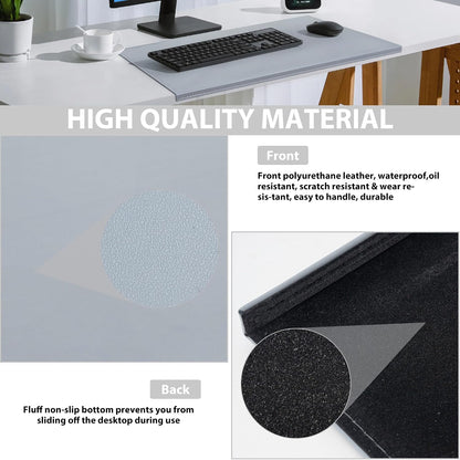 35.4"x 18.9" Soft PU Leather Surface Office Desk Mouse Mat Anti-Push Pad with Full Grip Fixation Lip Table Blotter Edge-Locked Protector