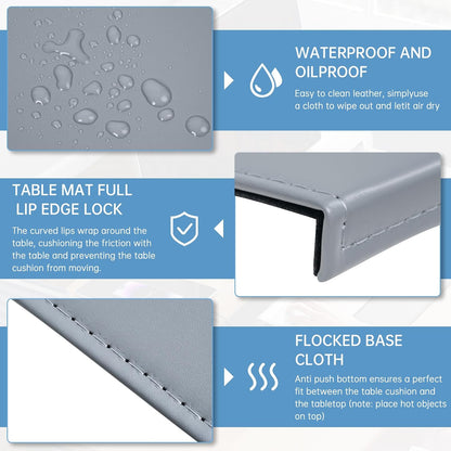 35.4"x 18.9" Soft PU Leather Surface Office Desk Mouse Mat Anti-Push Pad with Full Grip Fixation Lip Table Blotter Edge-Locked Protector