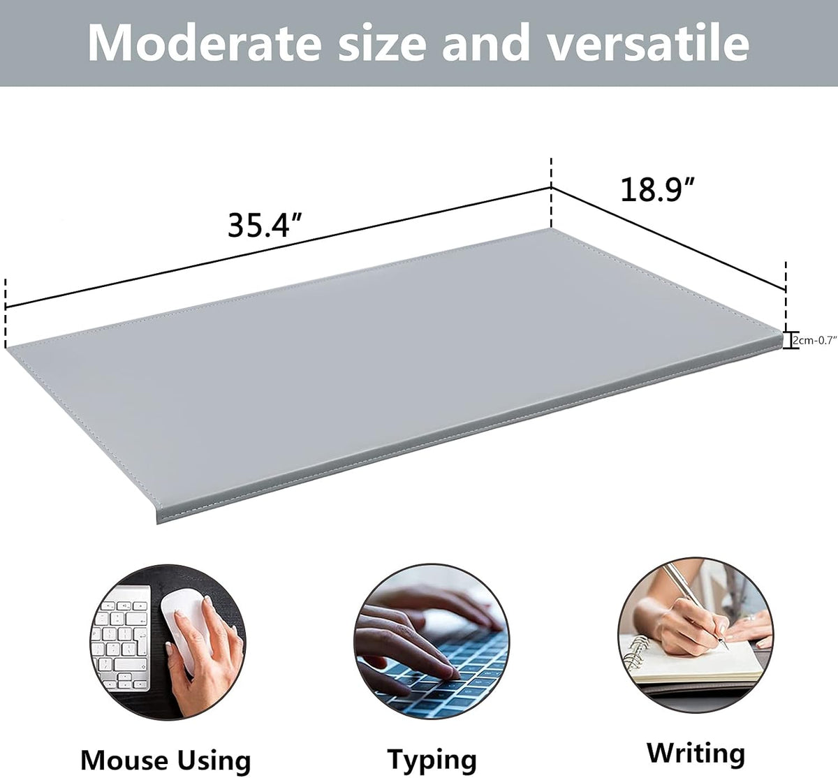 35.4"x 18.9" Soft PU Leather Surface Office Desk Mouse Mat Anti-Push Pad with Full Grip Fixation Lip Table Blotter Edge-Locked Protector