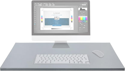 35.4"x 18.9" Soft PU Leather Surface Office Desk Mouse Mat Anti-Push Pad with Full Grip Fixation Lip Table Blotter Edge-Locked Protector