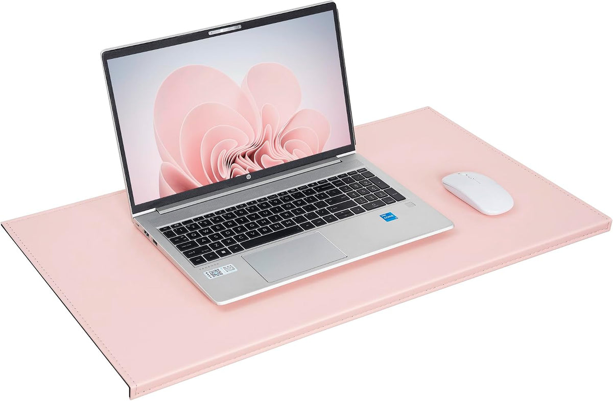 35.4"x 18.9" Soft PU Leather Surface Office Desk Mouse Mat Anti-Push Pad with Full Grip Fixation Lip Table Blotter Edge-Locked Protector