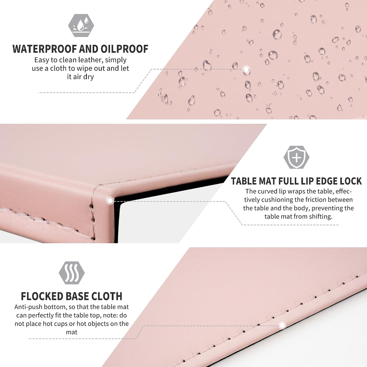 35.4"x 18.9" Soft PU Leather Surface Office Desk Mouse Mat Anti-Push Pad with Full Grip Fixation Lip Table Blotter Edge-Locked Protector