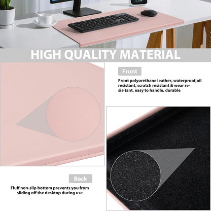 35.4"x 18.9" Soft PU Leather Surface Office Desk Mouse Mat Anti-Push Pad with Full Grip Fixation Lip Table Blotter Edge-Locked Protector