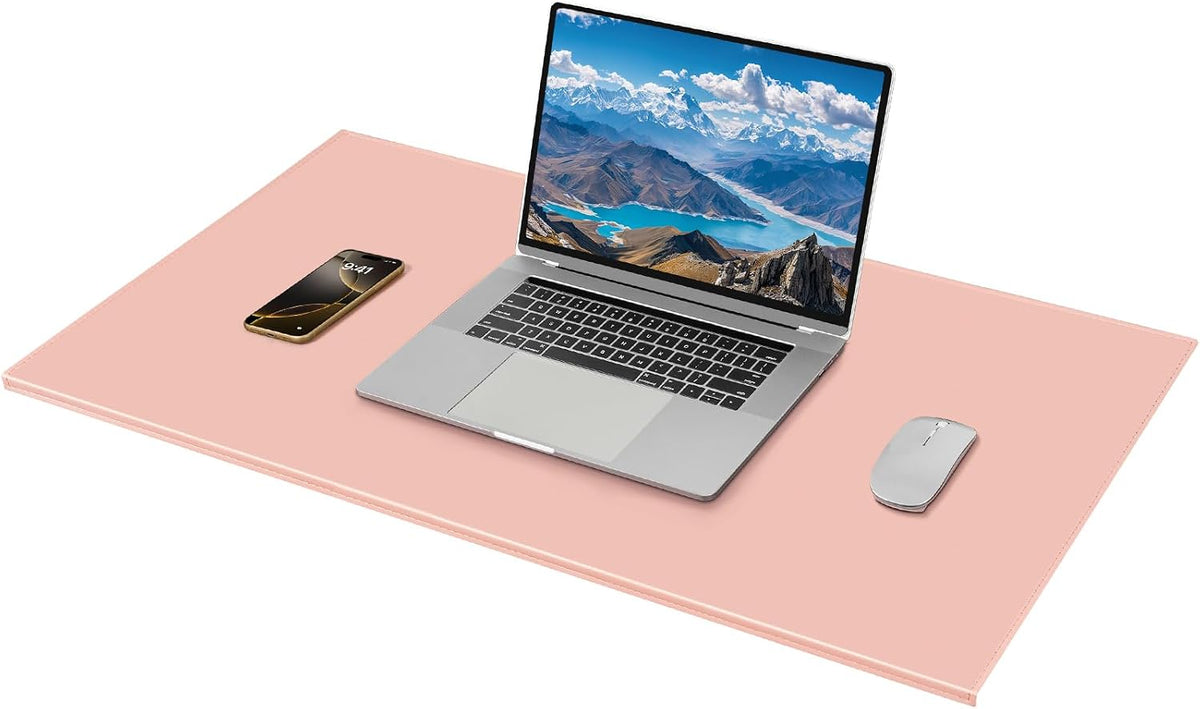 35.4"x 18.9" Soft PU Leather Surface Office Desk Mouse Mat Anti-Push Pad with Full Grip Fixation Lip Table Blotter Edge-Locked Protector