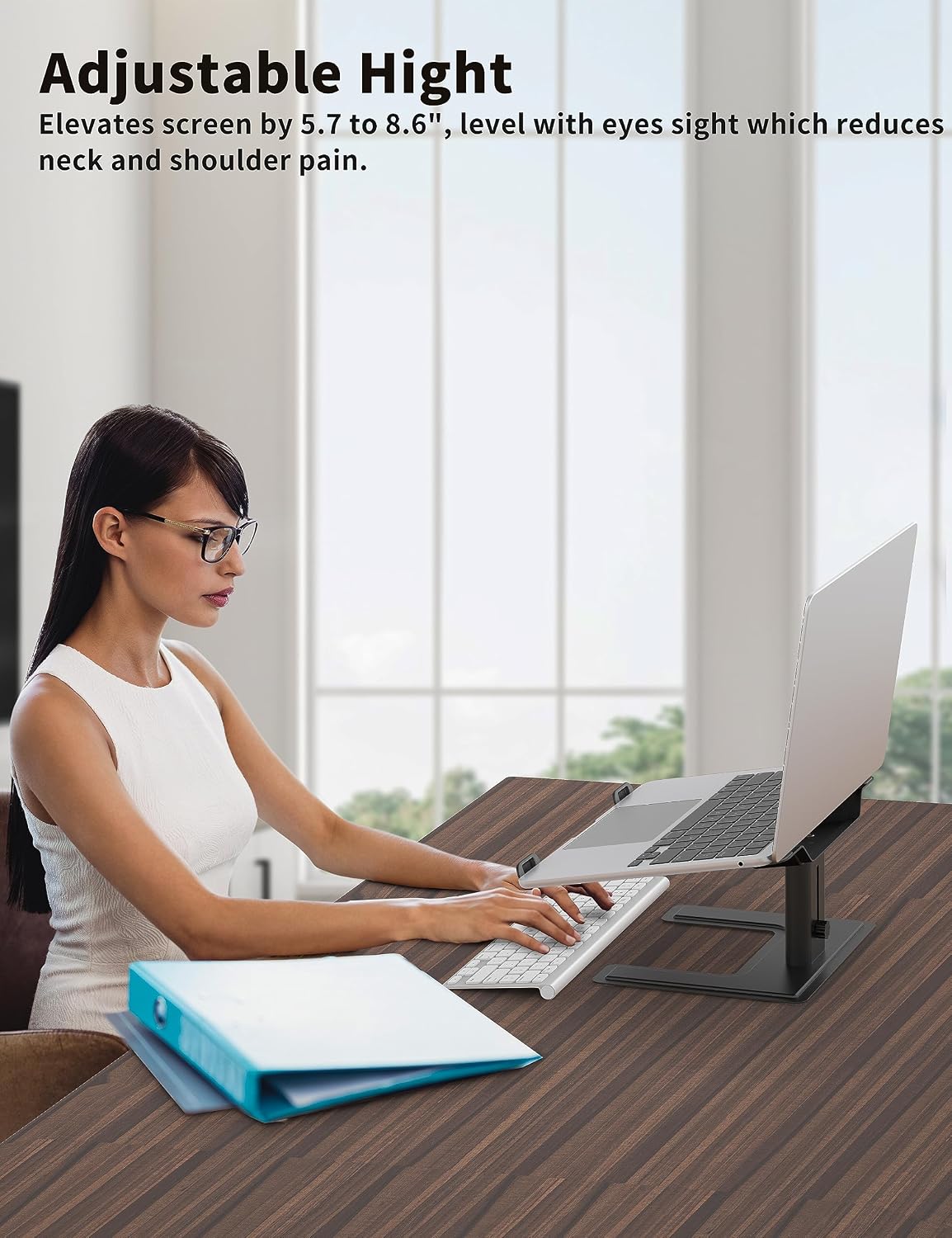 ALASHI Laptop Stand, Height Adjustable Desk Riser, 10-17.3", Black