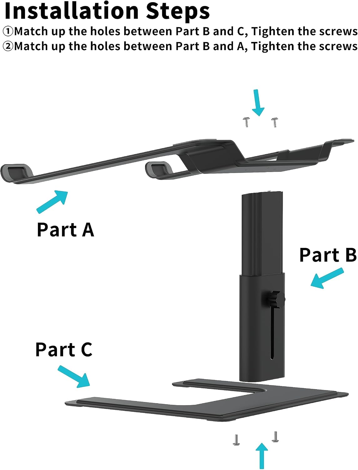 ALASHI Laptop Stand, Height Adjustable Desk Riser, 10-17.3", Black
