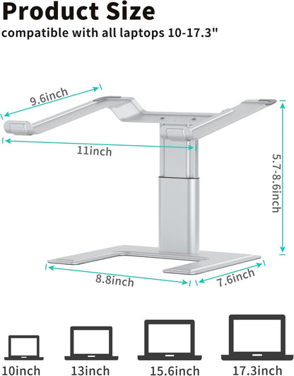 ALASHI Laptop Stand, Height Adjustable Desk Riser, 10-17.3", Black
