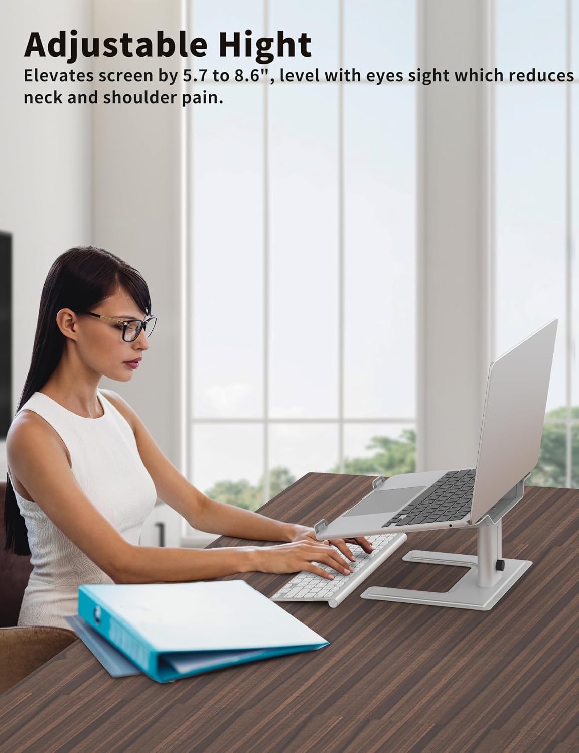 ALASHI Laptop Stand, Height Adjustable Desk Riser, 10-17.3", Black