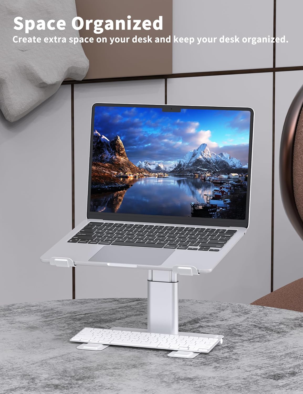 ALASHI Laptop Stand, Height Adjustable Desk Riser, 10-17.3", Black