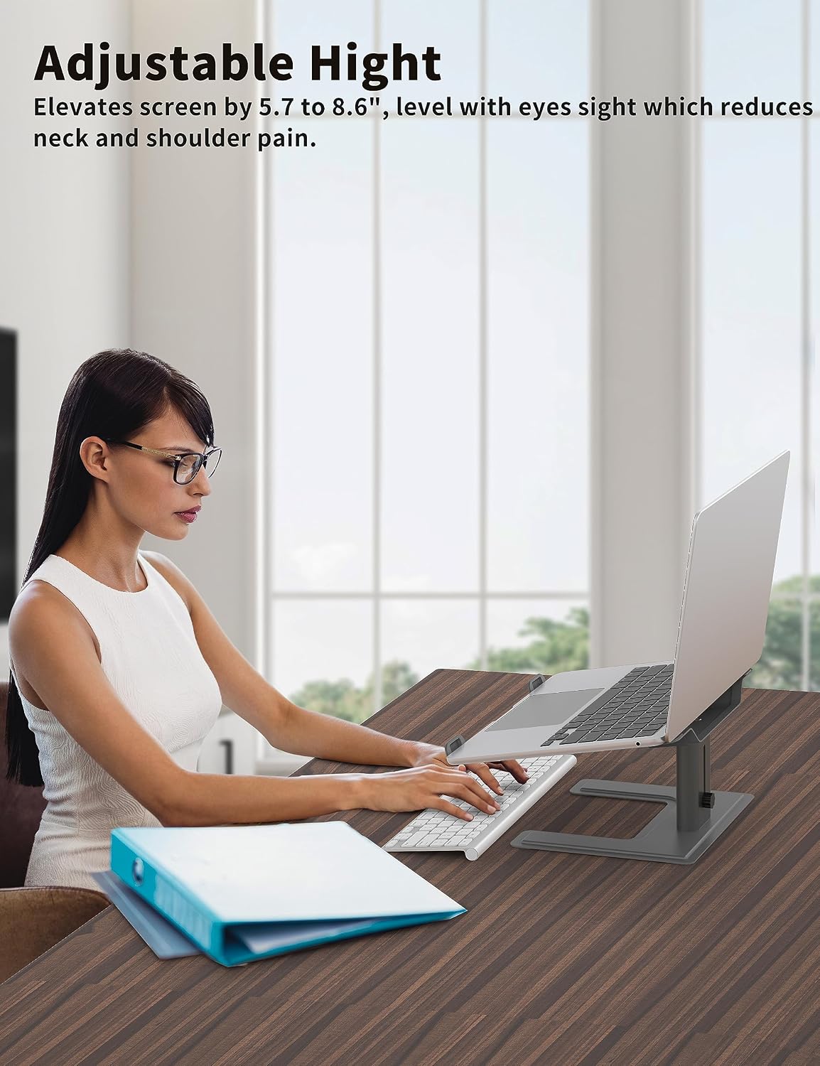 ALASHI Laptop Stand, Height Adjustable Desk Riser, 10-17.3", Black