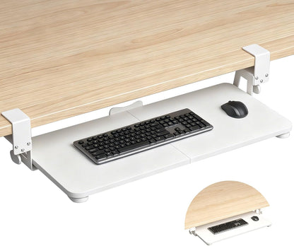 Keyboard Tray Under Desk Large C-Clamp 25.6” (30” Including Clamps) x 11.8” Slide-Out Platform Computer Drawer Pull Out Keyboard & Mouse Tray Black DSF4