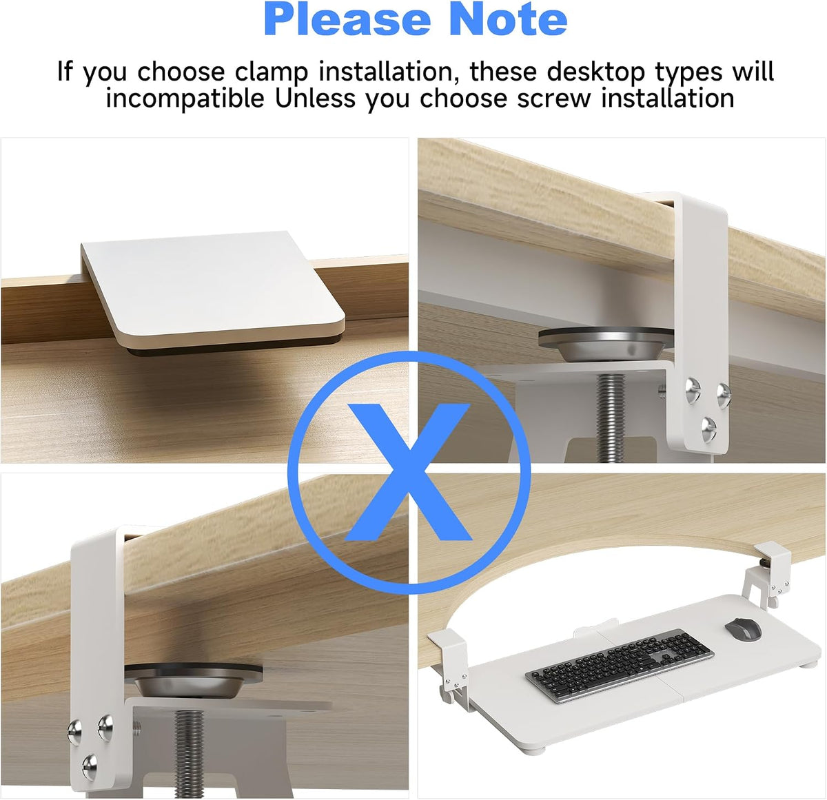 Keyboard Tray Under Desk Large C-Clamp 25.6” (30” Including Clamps) x 11.8” Slide-Out Platform Computer Drawer Pull Out Keyboard & Mouse Tray Black DSF4