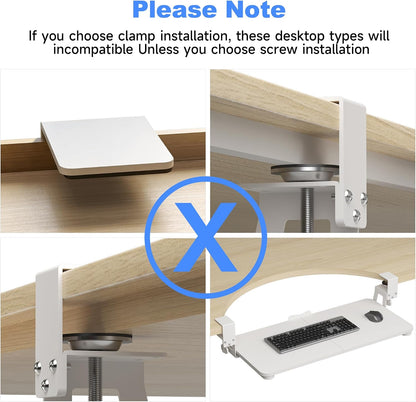 Keyboard Tray Under Desk Large C-Clamp 25.6” (30” Including Clamps) x 11.8” Slide-Out Platform Computer Drawer Pull Out Keyboard & Mouse Tray Black DSF4