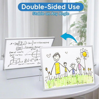 Dry Erase Magnetic White Board, 16" x 12",Double-Sided Desktop Whiteboard with Stand, Portable Magnetic Tabletop Erase Board for Drawing,Office, Home, School