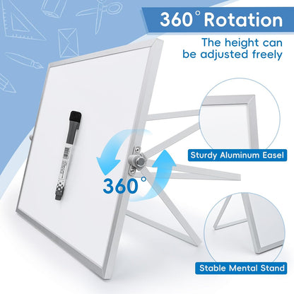 Dry Erase Magnetic White Board, 16" x 12",Double-Sided Desktop Whiteboard with Stand, Portable Magnetic Tabletop Erase Board for Drawing,Office, Home, School