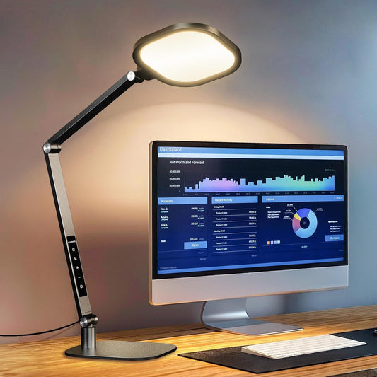 Desk Lamp for Home Office, Tall Computer Ring Light with CRI 97.8