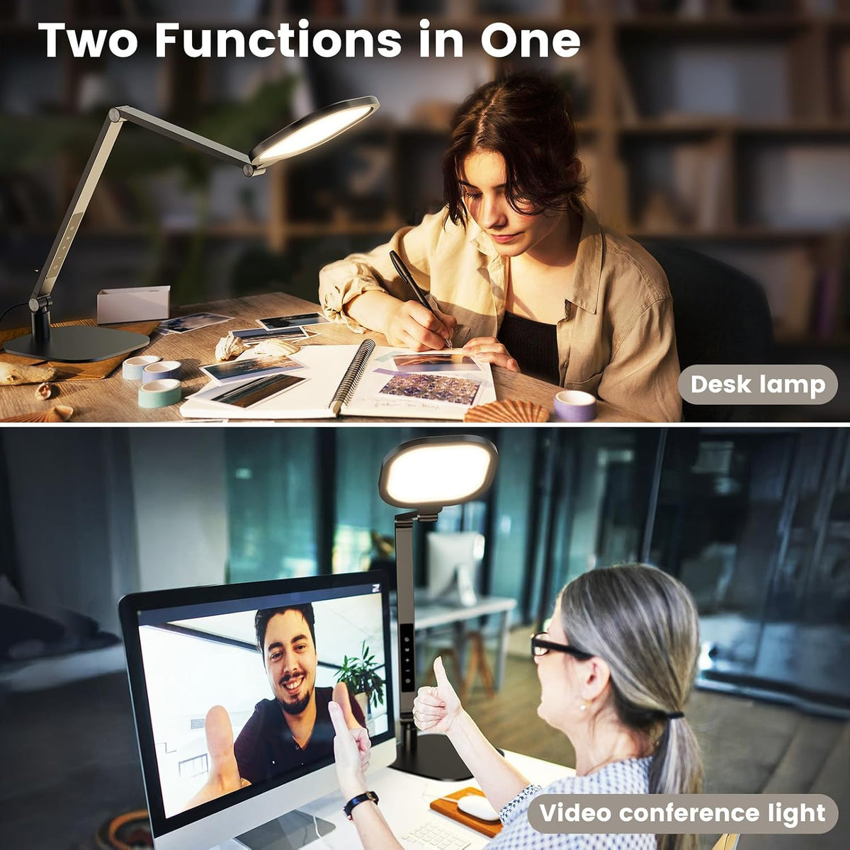 Desk Lamp for Home Office, Tall Computer Ring Light with CRI 97.8