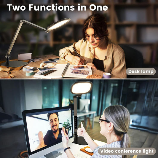 Desk Lamp for Home Office, Tall Computer Ring Light with CRI 97.8