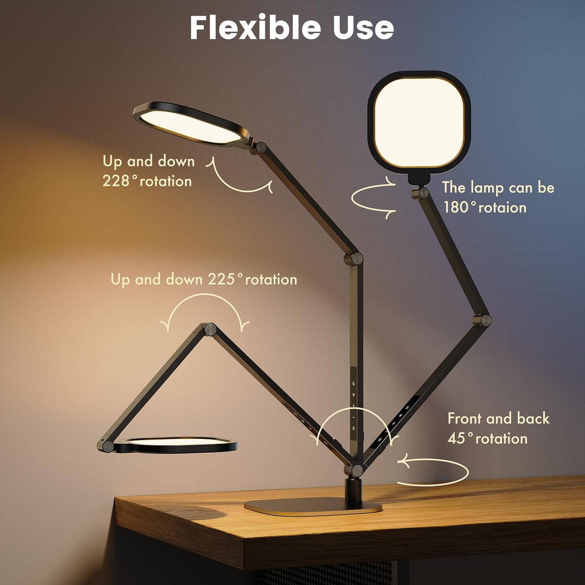 Desk Lamp for Home Office, Tall Computer Ring Light with CRI 97.8