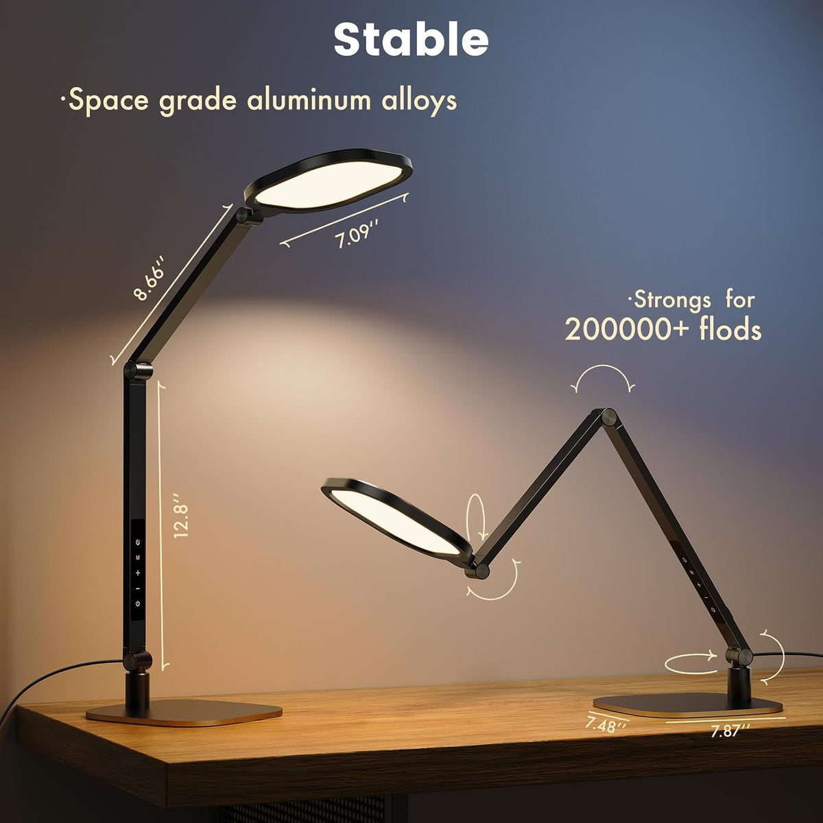 Desk Lamp for Home Office, Tall Computer Ring Light with CRI 97.8